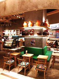 Chairs and table in cafe