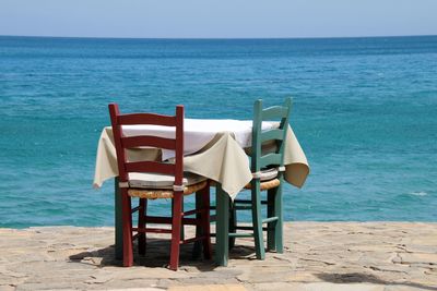 Deck chairs on beach