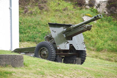 Army cannon on grass