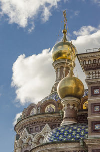 The gold domes on the church of the savior on spilled blood in st. petersburg, russia