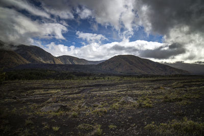 Scenic view of mountains against sky