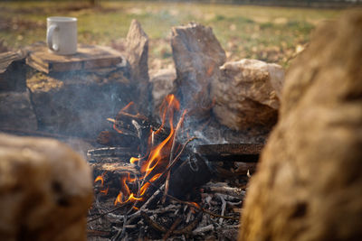 Close-up of bonfire