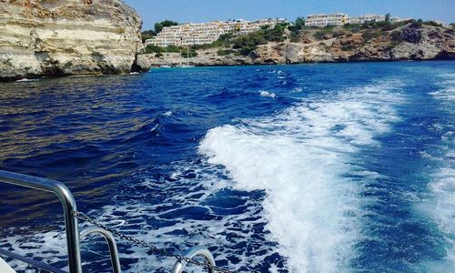 Scenic view of sea against blue sky