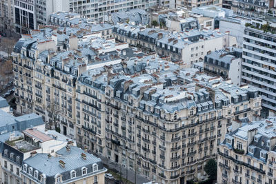 High angle view from eiffel tower of buildings in paris