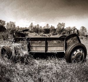 Tractor on grassy field