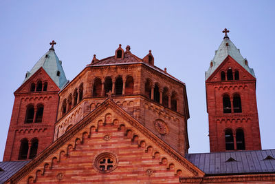 Low angle view of building against clear sky