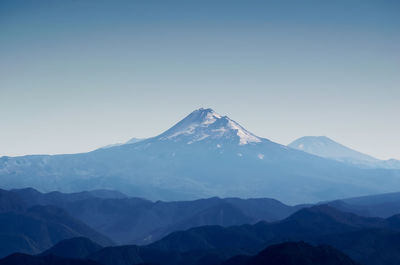 Scenic view of mountains against clear sky