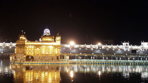 Illuminated building at night