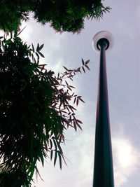 Low angle view of palm tree against sky