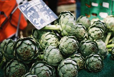 High angle view of vegetables for sale in market