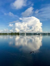 View of lake against cloudy sky