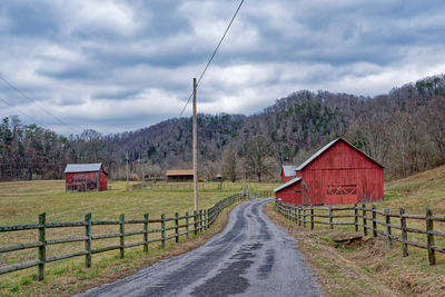 House on field against sky