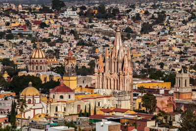 High angle view of buildings in city