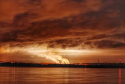 Storm clouds over sea at night