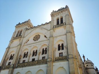 Low angle view of historic building against clear sky