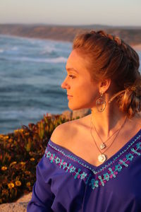 Woman looking at beach