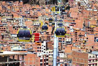 High angle view of buildings in city