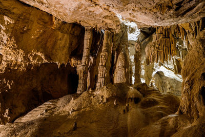 Low angle view of rock formation in cave