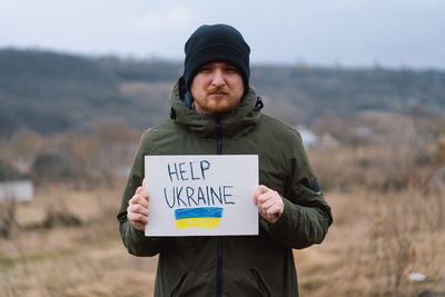 War of russia against ukraine. ukrainian man asks to stop the war in ukraine.