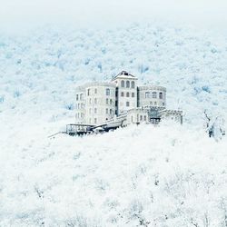 Snow covered houses