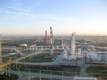 High angle view of factory against sky