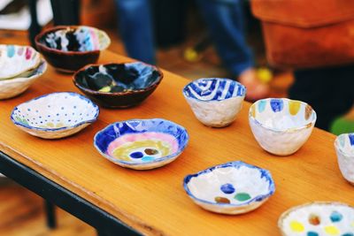 High angle view of food on table