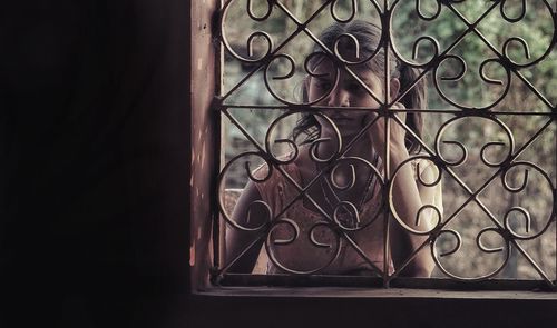 Close-up of window at home