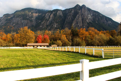 Scenic view of field against sky during autumn