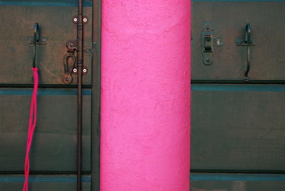 Closed door of building