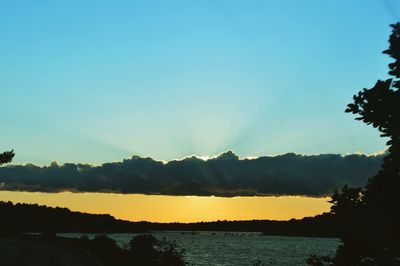 Scenic view of calm lake at sunset