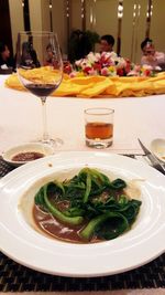 Close-up of food in plate on table