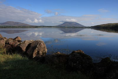 Scenic view of lake against sky