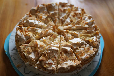 Close up of gooseberry meringue pie