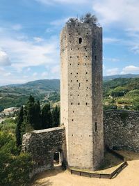 Built structure on mountain against sky