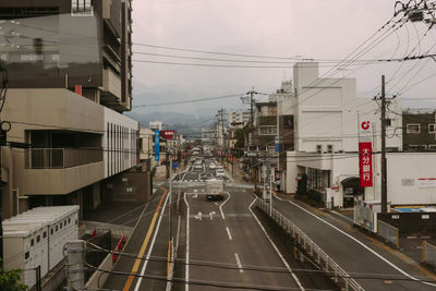 View of railroad tracks in city