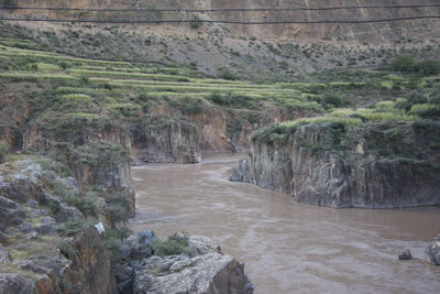 Scenic view of river flowing through rocks