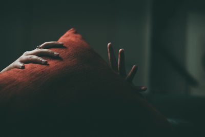 Close-up of girl holding pillow