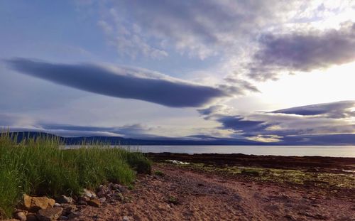 Scenic view of landscape against cloudy sky