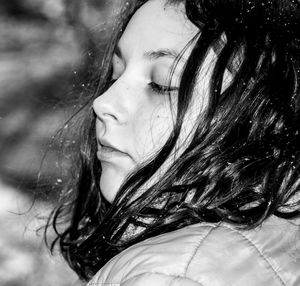 Close-up portrait of a beautiful woman