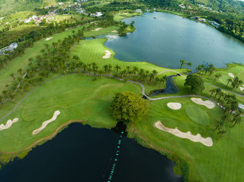 High angle view of lake