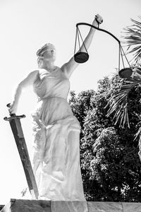 Low angle view of statue against clear sky