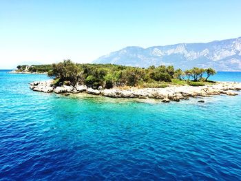 Scenic view of sea against clear sky