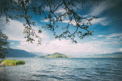 Scenic view of lake against sky