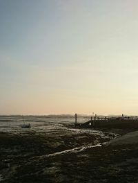 Scenic view of sea against sky at sunset