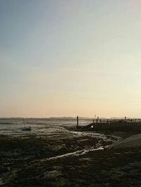Scenic view of sea against sky at sunset