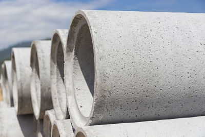 Close-up of water pipe on concrete structure