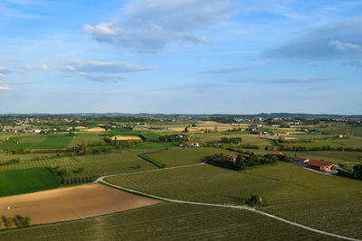 High angle shot of countryside landscape