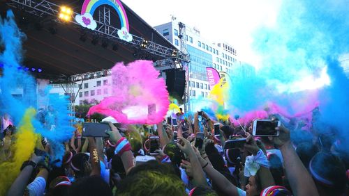 Crowd at music festival in city