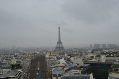 View of eiffel tower against overcast sky