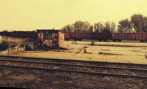 Railroad track against clear sky